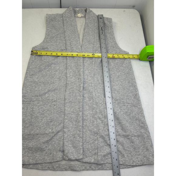Eileen Fisher Cardigan terry sweatshirt Light Gray Size M Open Front Long - Picture 6 of 6
